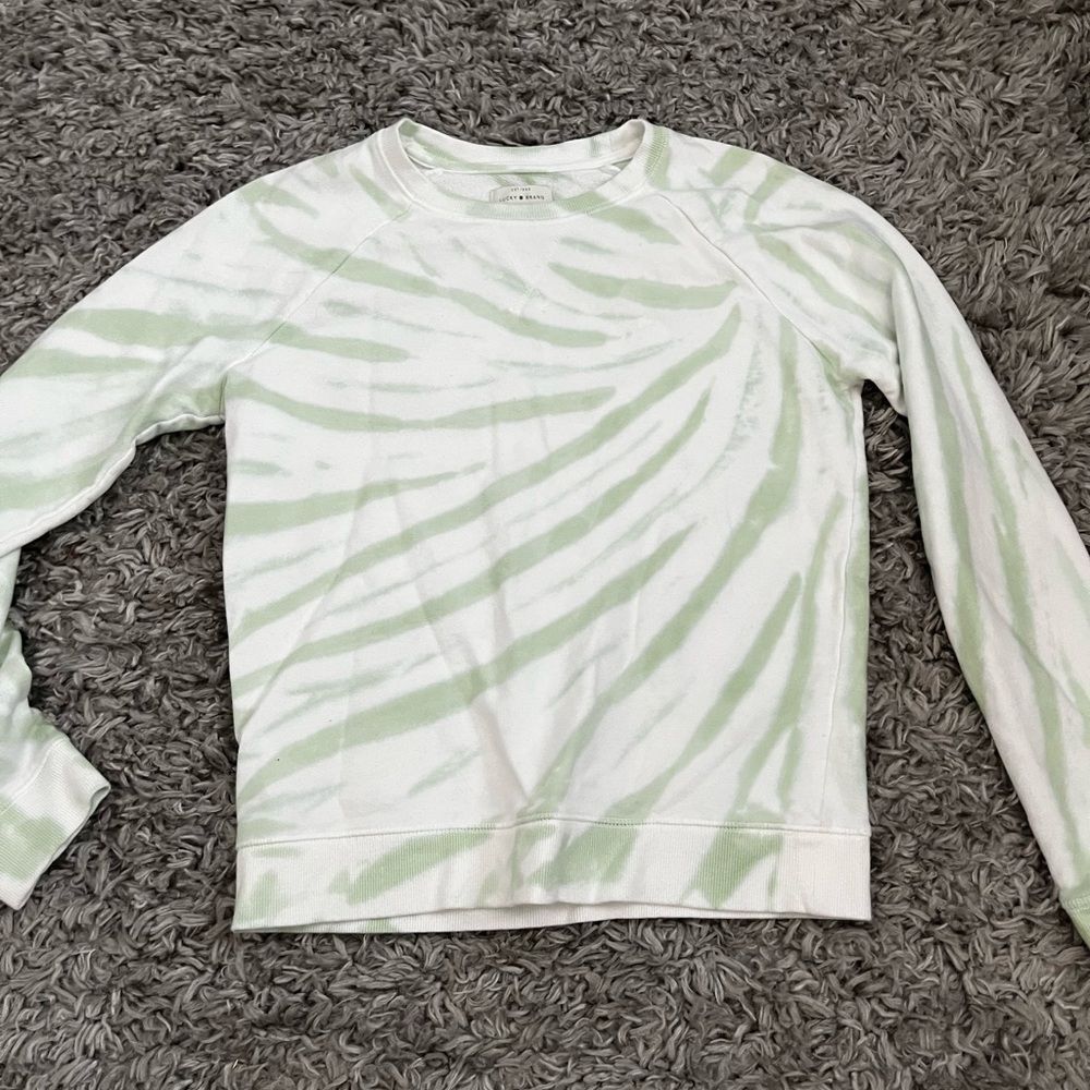 Lucky Brand mint green and white tye die pull over crewneck size xs